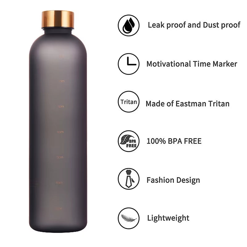 1000ML Water Bottle Sports Water Cup PP Monochrome Sports Kettle Time Scale Outdoor Gradient Water Bottle Portable Durable Cup