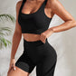 Seamless Ribbed Yoga Sets Workout Sets for Women 2 Pieces Gym Suits Ribbed Crop Tank High Waist Shorts Outfits Fitness Running